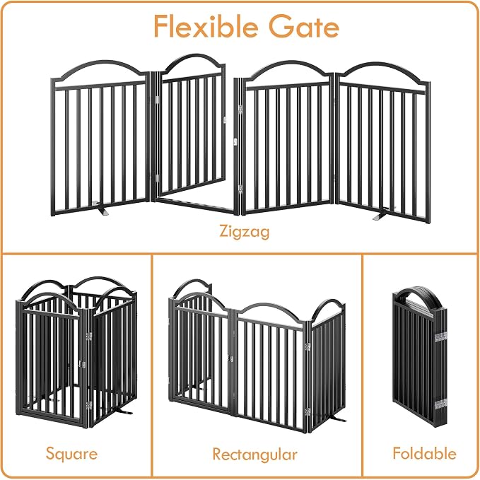 UDD Metal Folding Dog Gate Indoor 96" Extra Wide, Freestanding No Drilling Pet - Image 4