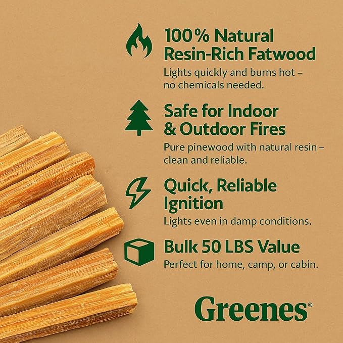 Greenes Fence Fatwood Fire Starter – 50 lb Box – 100% Natural Resin Pine - Image 5