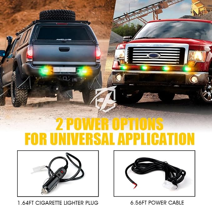 Xprite Amber Green LED Surface Mount Strobe Lights Kit, w/Control Panel - Image 5