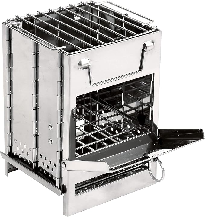 REDCAMP Wood Burning Folding Camp Stove Stainless Steel Grill, Portable by REDCAMP