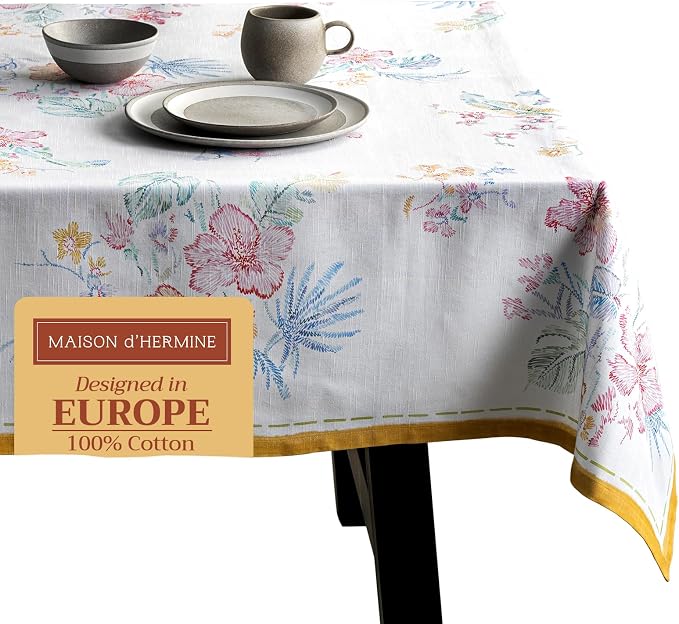 Maison d' Hermine Table Cloth Square Table 100% Cotton 54 x 54 Inches by MaisondHermine
