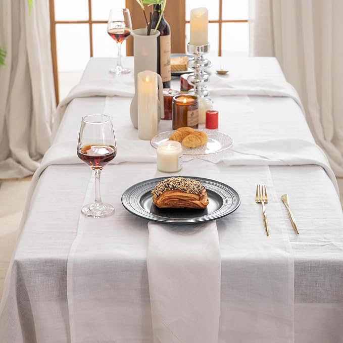 EVERLY 100% Pure Linen Rectangle Tablecloths 60x132Inches - Image 9