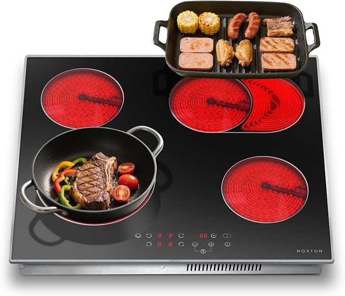 Noxton 24 Inch Electric Cooktop, 4 Burners Ceramic Glass Stove Top by NOXTON