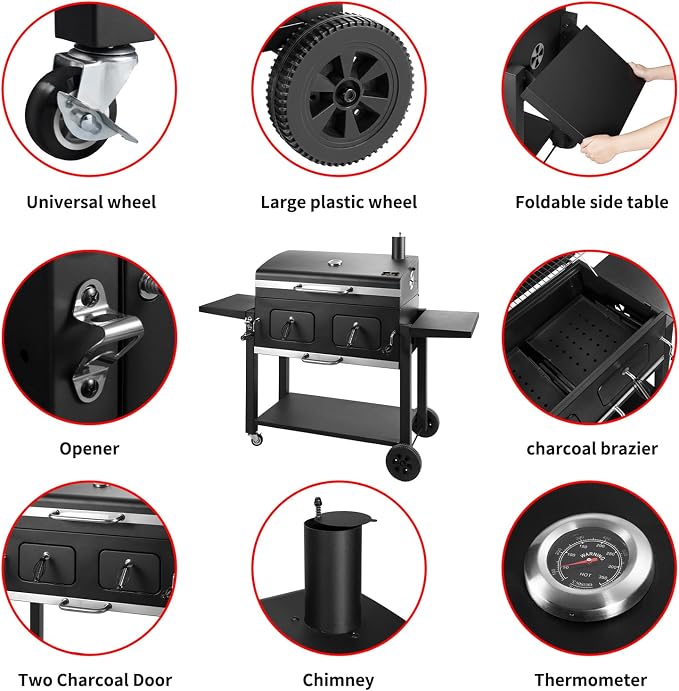 Charcoal Grill Outdoor BBQ Grill, Extra Large Cooking Area 794 Square Inches - Image 3