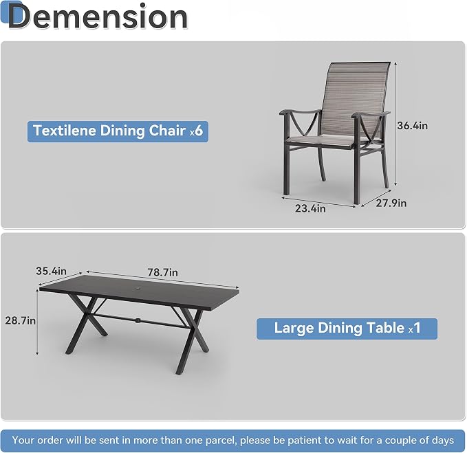Kurapika 7-Piece Patio Dining Set, Patio Furniture Set - Image 3