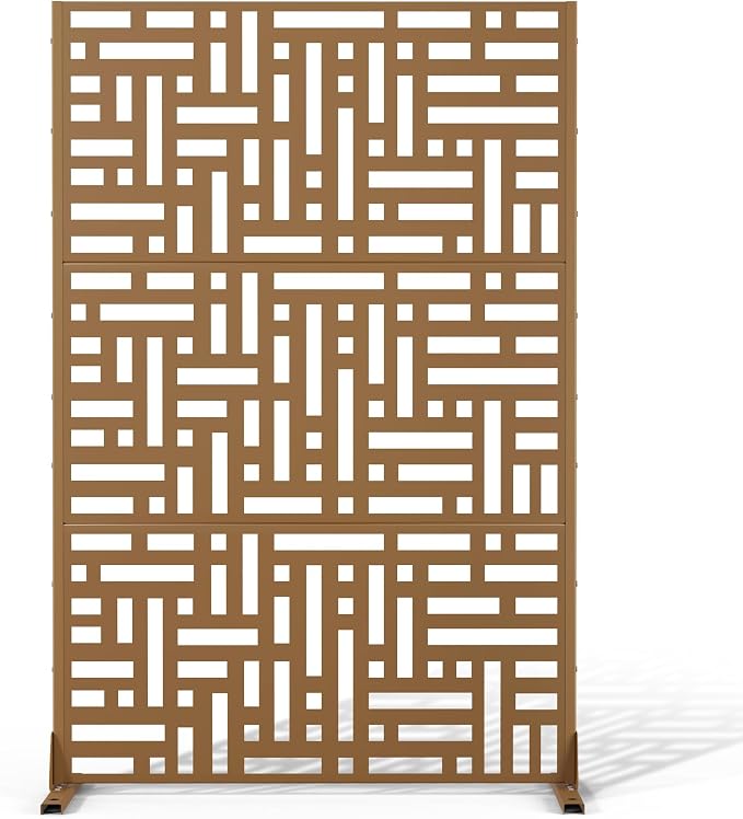 Metal Privacy Screen Outdoor 72" H×47" W, Freestanding Decorative Privacy Screen by Unknown