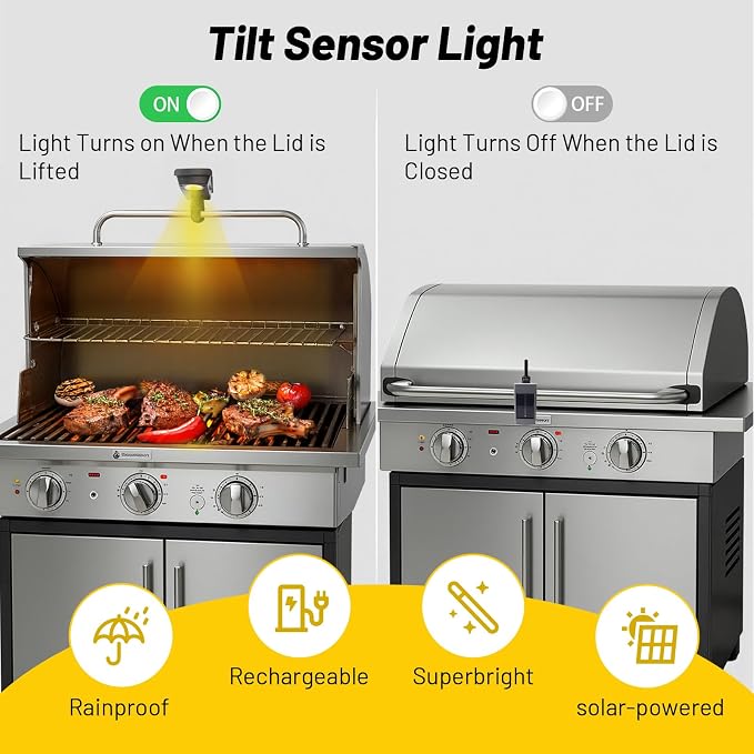 Grill Lights for Blackstone Weber Grills, USB-C Rechargeable Solar 360° - Image 2