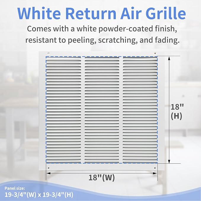 18"W x 18"H Steel Return Air Grille, Air Return Vent Cover - Image 3