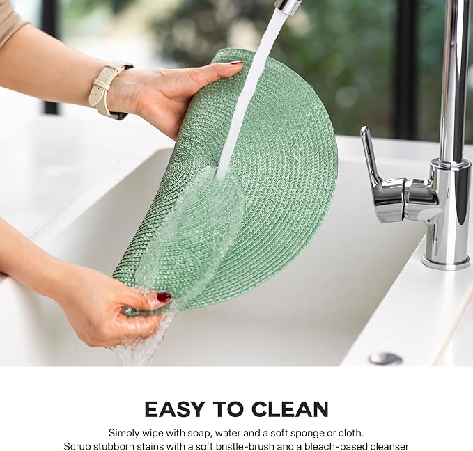 Round Placemats Set of 12 Plastic Woven Placemats Washable Wipeable Table Mats - Image 3