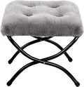HollyHOME 15" Folding Footrest Stool, Upholstered Small Foldable Ottoman by HollyHOME