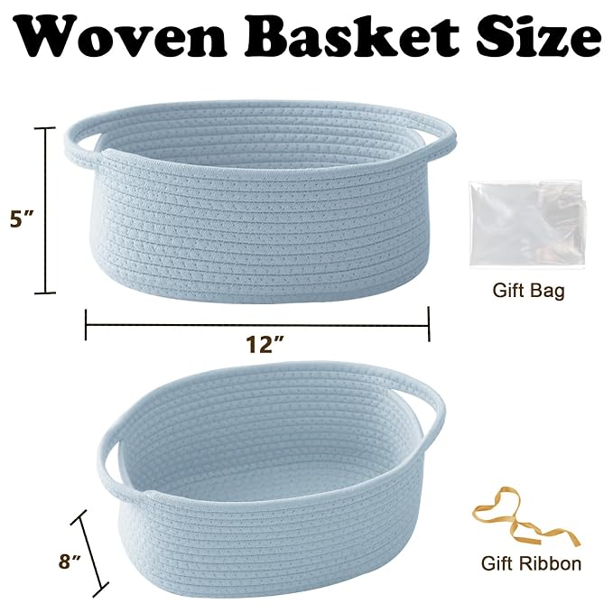 Gift Basket with Gift Bag and Ribbons, Small Rope Woven Shelf Storage, Baskets - Image 2