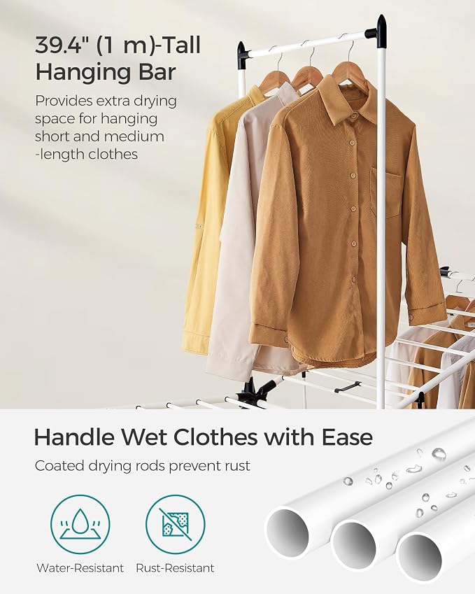 SONGMICS Clothes Drying Rack, Foldable 2-Level Laundry Drying Rack, - Image 7