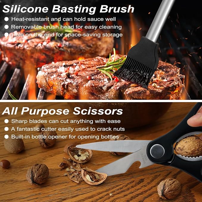 POLIGO 29 PCS BBQ Grill Accessories Stainless Steel BBQ Tools Grilling Tools Set - Image 8