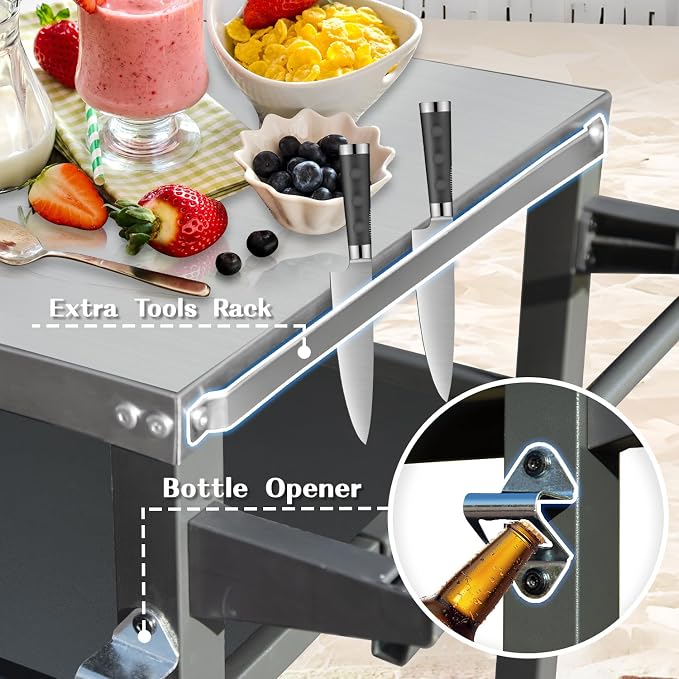 Domi 3-Tier Outdoor BBQ Grill Cart - Image 6