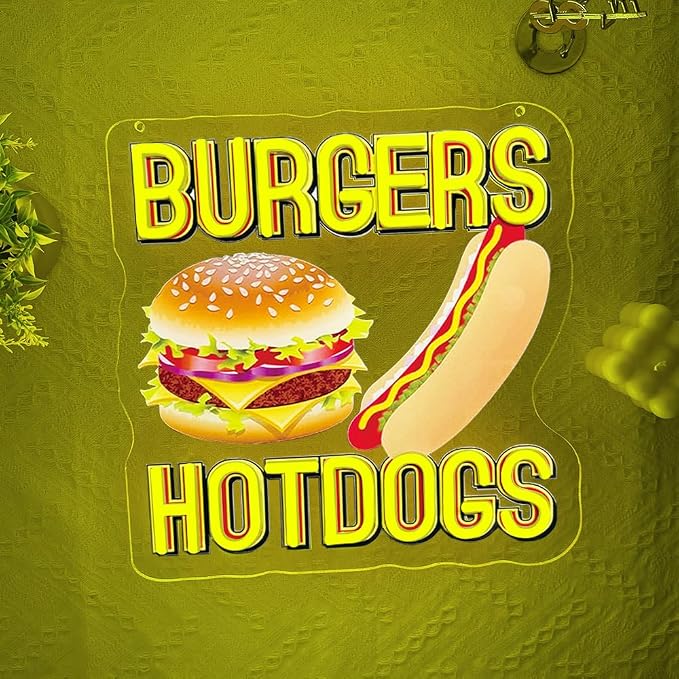 Hot Dogs Burgers Neon Signs for Wall Decor, Hot Dogs Led Neon Sign Party - Image 4