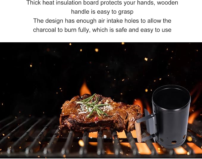 Charcoal Chimney Starter, Heavy Duty Steel BBQ Chimney Starter, BBQ Grill - Image 3