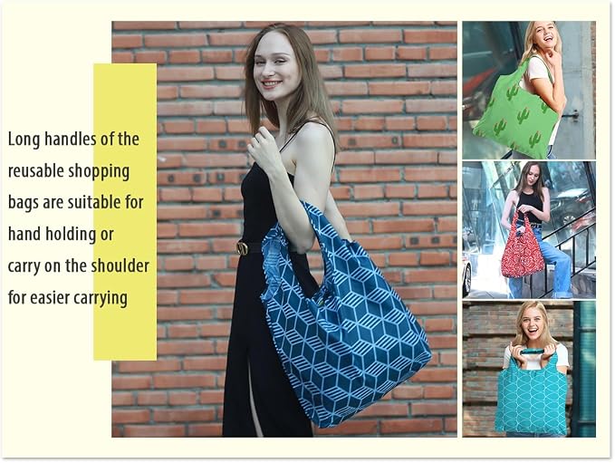 BeeGreen Geometry Reusable Grocery Bags Bulk 6 Packs X-Large, Reusable Shopping - Image 7