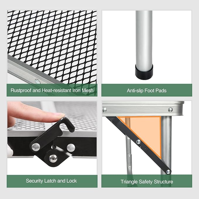RedSwing Portable Grill Table for Outside, Aluminum Folding Grill Stand Table - Image 4