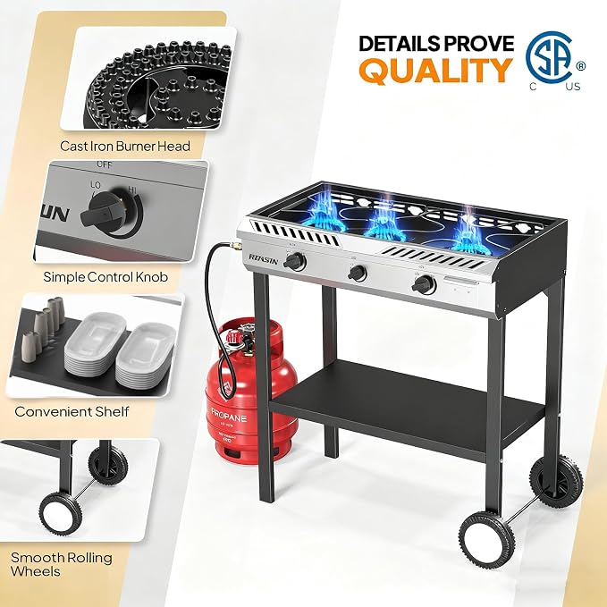 ROVSUN 3 Burner Propane Stove - Image 2