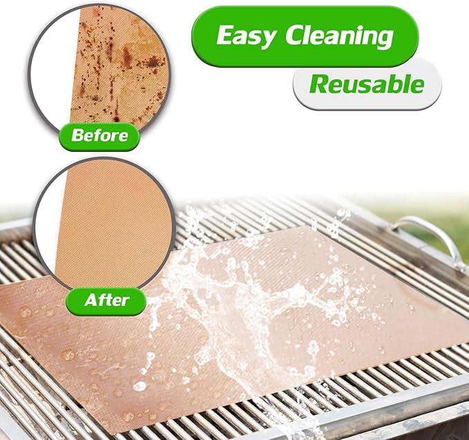 Grill Pads Floor Mats, Copper Reusable Set of 6, 15.75 x 13 Inch Fiberglass