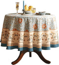 patdrea Designer French Linen Blue Round Table Cloth, Vintage Floral Tablecloth by Welcometopatdrea
