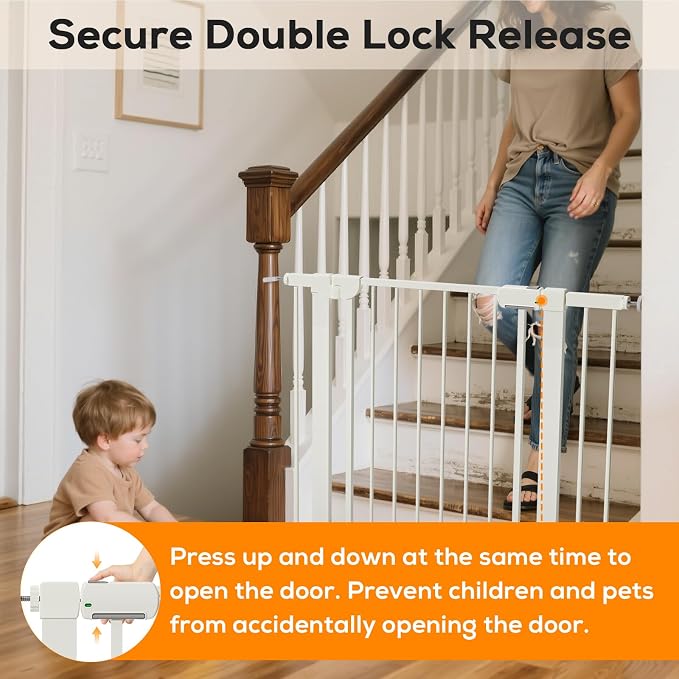 29.5-46" Baby Gate for Stairs, Baby Safety Essentials, Auto Close Gate for - Image 2