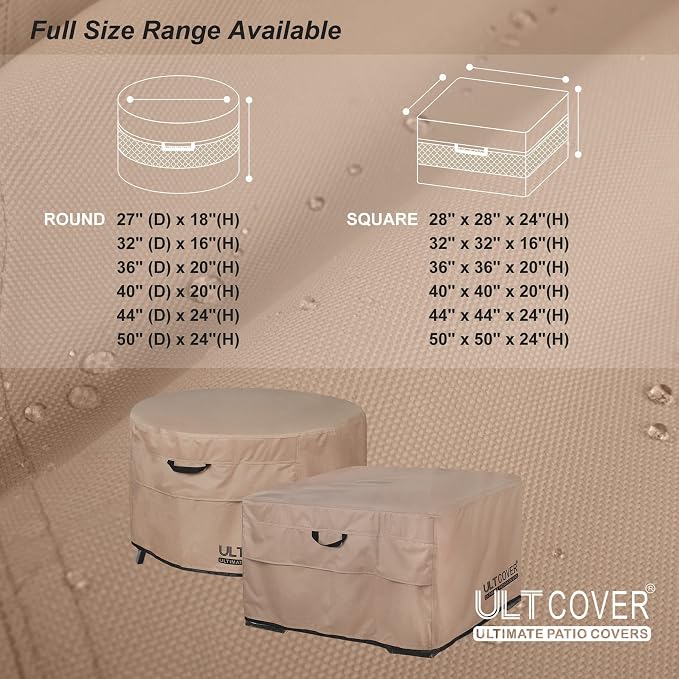 ULTCOVER Patio Fire Pit Table Cover Square 28 inch Outdoor Waterproof Fire Bowl - Image 3