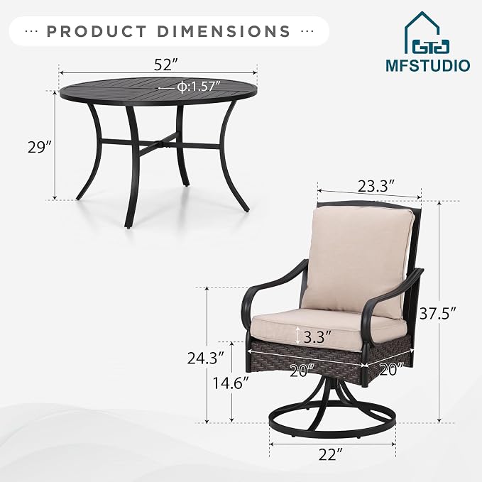 MFSTUDIO 7 Piece Outdoor Patio Dining Sets - Image 8