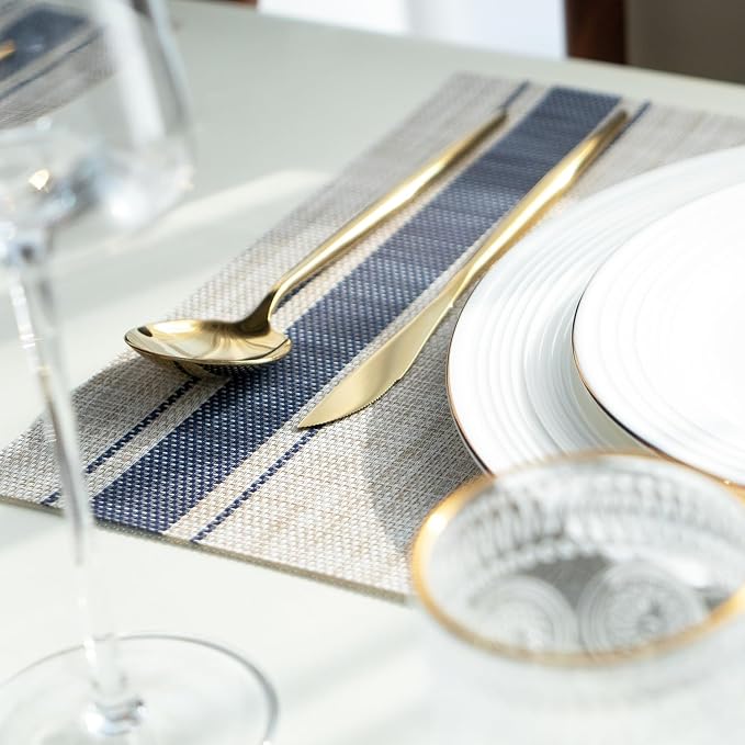 Placemats Set of 8 Vinyl/Plastic Woven Place Mats - Image 7