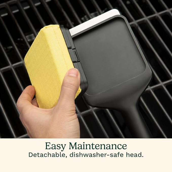Grill Brush, Bristle-Free Steam Cleaner with Silicone Head, Black/Yellow