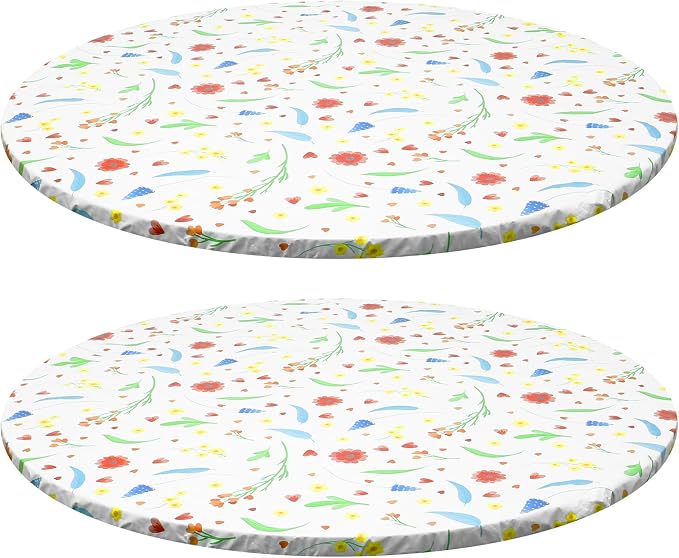 2 Pcs Round Picnic Tablecloth, Waterproof Elastic Fitted Table Covers, Elastic by Tcwhniev