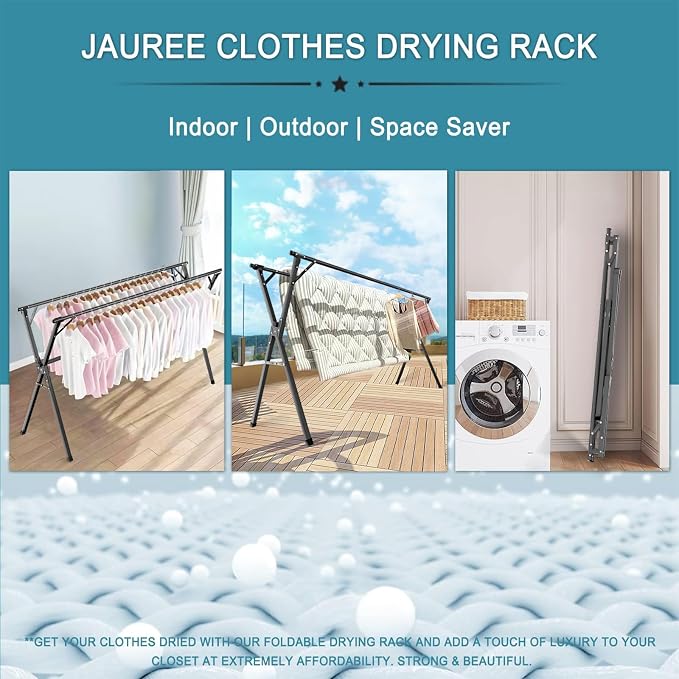 JAUREE 95 Inches Clothes Drying Rack, Drying Rack Clothing Folding Indoor - Image 5