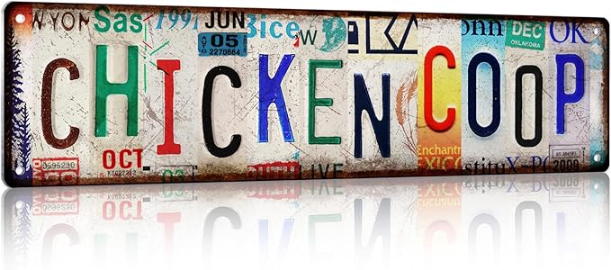Vintage Chicken Coop Accessories – Funny Rooster Garden Signs and Grunge Room by Unknown