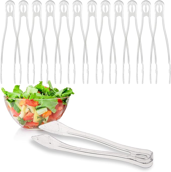Plastic Serving Tongs, 8.5 Inch, Clear, Black or Silver