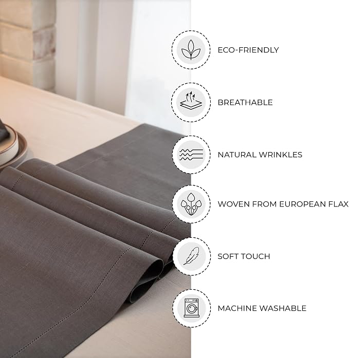 D'Moksha Homes Linen Charcoal Grey Table Runner 36 Inches - Image 4