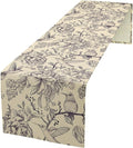 Retro Floral Bird Table Runner, Vintage Boho Rose Flower Birds Table Runner by Unknown