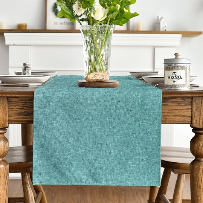 Artoid Mode Turquoise Aqua Table Runner, Seasonal Summer Washable Kitchen - Image 7