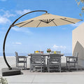 7 Piece Patio Dining Set with 11ft Patio Umbrella, 7 Gray Outdoor HDPE Dining by Unknown
