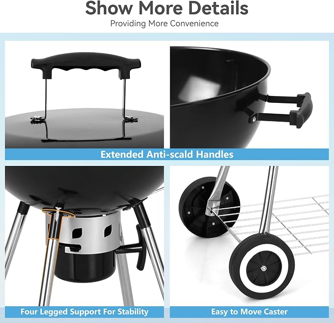 GREEN PARTY 18 inch Kettle Charcoal BBQ Grill - Image 7