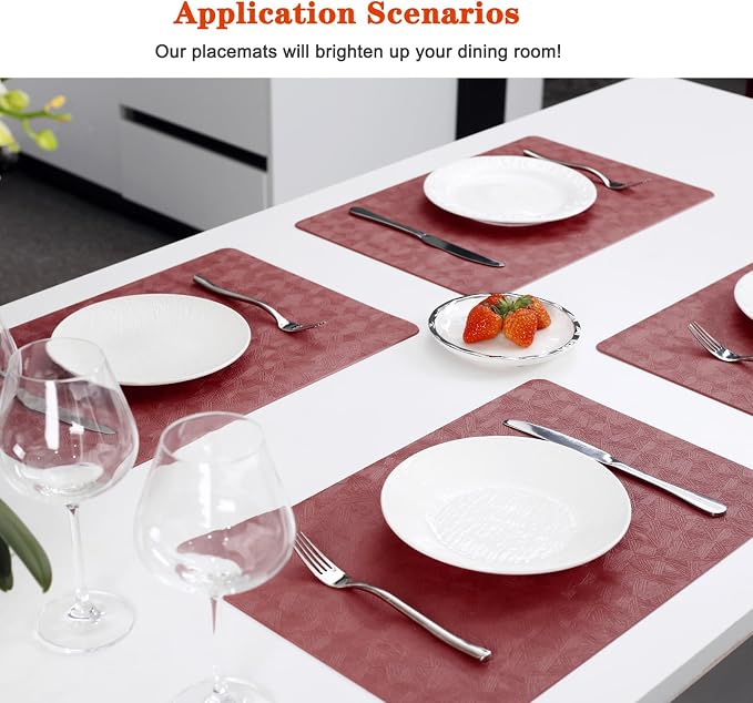 Vinyl Placemats Set of 6 Heat Resistant Easy Clean Non-Slip Place Mats - Image 5