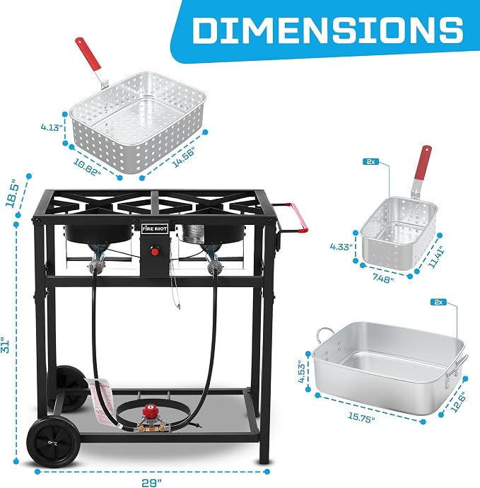 Deep Fryer with Double Burner Propane Stove Outdoor, 2×18QT Aluminum Pots & - Image 5