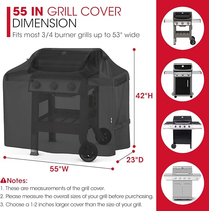 Unicook Grill Cover 55 Inch for Outdoor Grill, Heavy Duty Waterproof BBQ Cover - Image 2