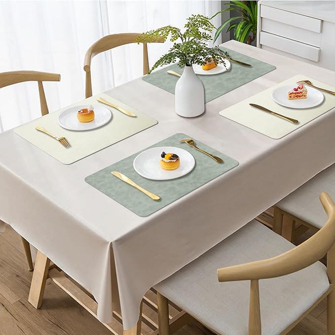 BLESWIN Faux Leather Placemats, 12×17 Inch -Double Side Texture Color Table Mats - Image 2