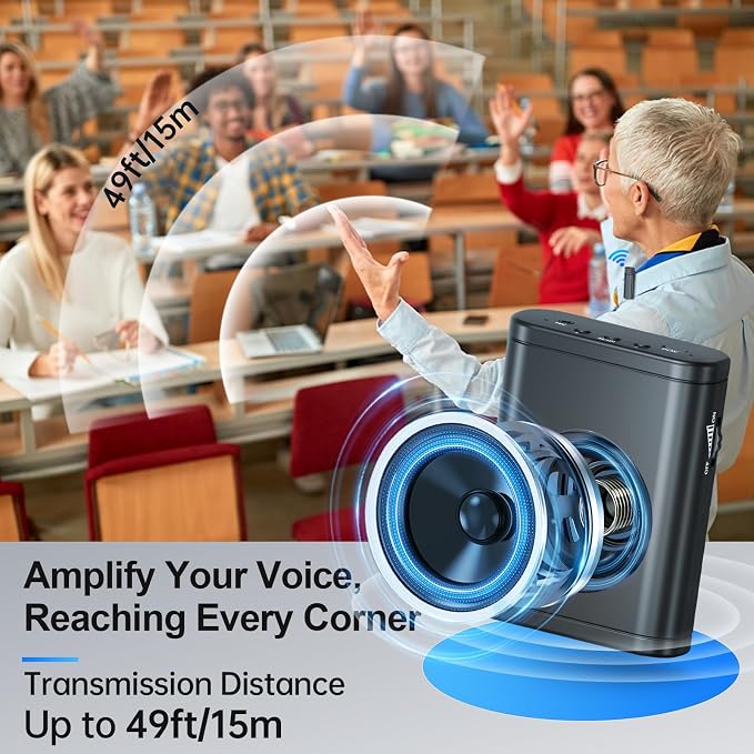 Moman Voice Amplifier with Wireless Lavalier Microphone, Zero Whistling Low - Image 4