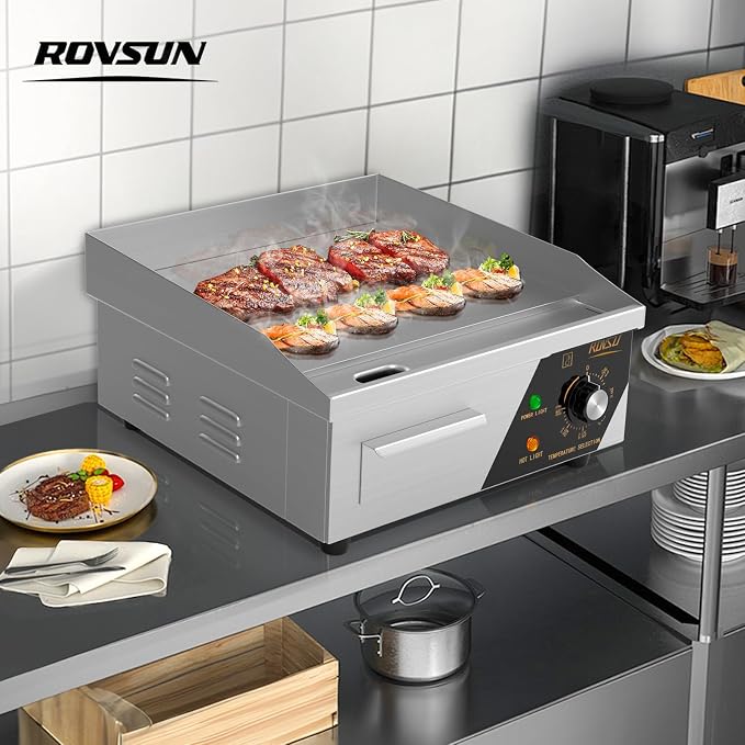 ROVSUN 14" Electric Countertop Flat Top Griddle, 1500W Electric Griddle - Image 7