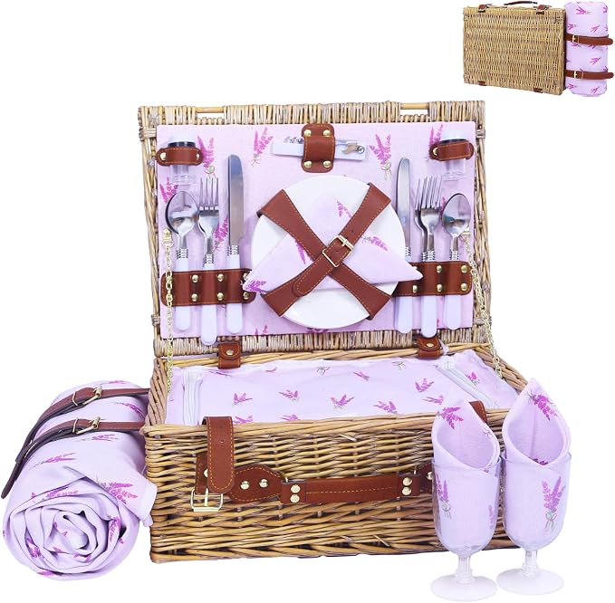 Neti Neti Wicker Picnic Basket for 4 by NetiNeti