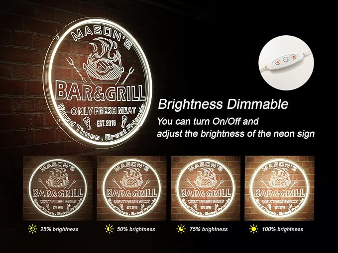 Personalized Bar Grill Neon Signs, Custom Bar BBQ Grill LED Sign, Barbeque - Image 4