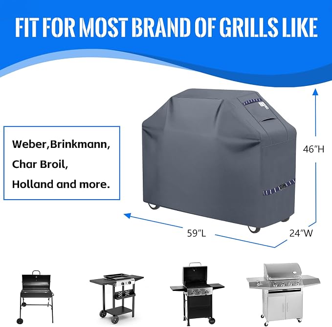 Grill Cover 600D Heavy Duty, Universal Fit Waterproof BBQ Grill Protector - Image 2