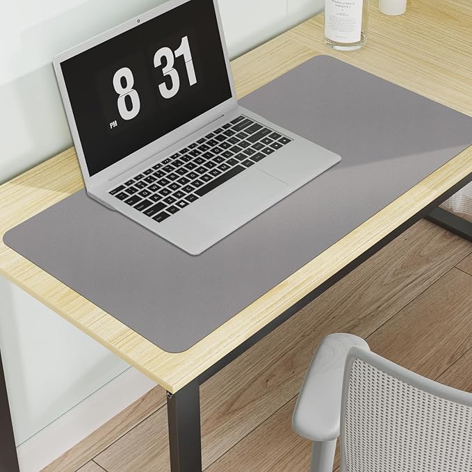 Light Gray Plastic Table Cover Protector, 1.5mm Thick Rectangle Vinyl Table Top by FURKIT