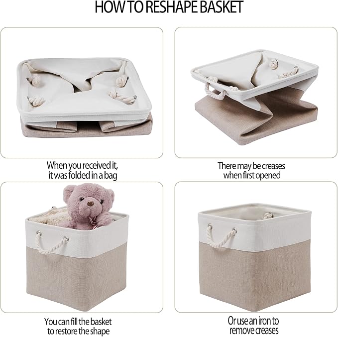 11 x 11 Inch Cube Storage Bins, 6 Pack Large Collapsible Fabric Storage Bin - Image 4